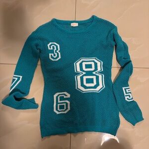 Spoiled Angel Mesh Knit Number Sweater Size Large